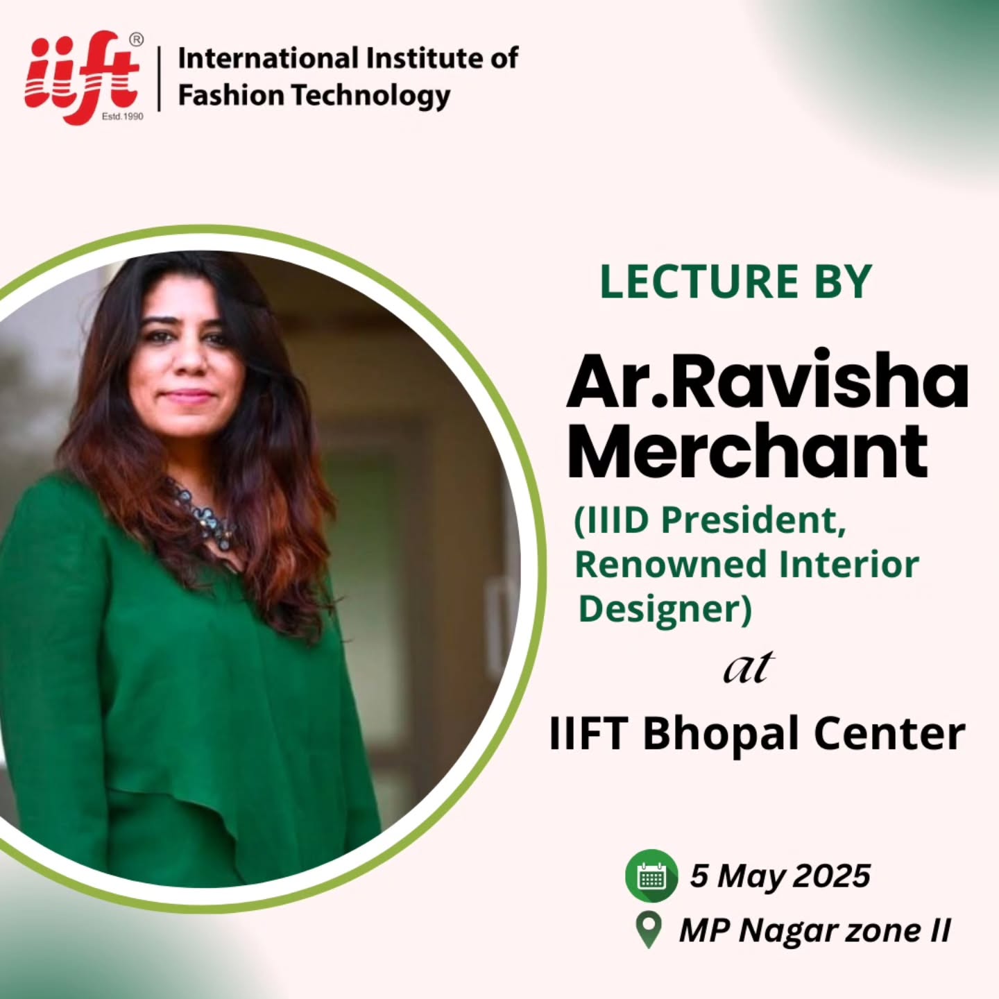 IIFT welcomed Ravisha Merchant, Ex-President of IIID, for an inspiring guest lecture.
The session on Hospitality Architecture offered valuable industry insights.
